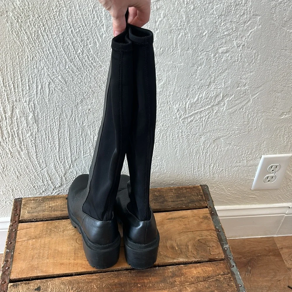 Steve Madden Rino Black Over-the-Knee Boots Chunky Lug Sole